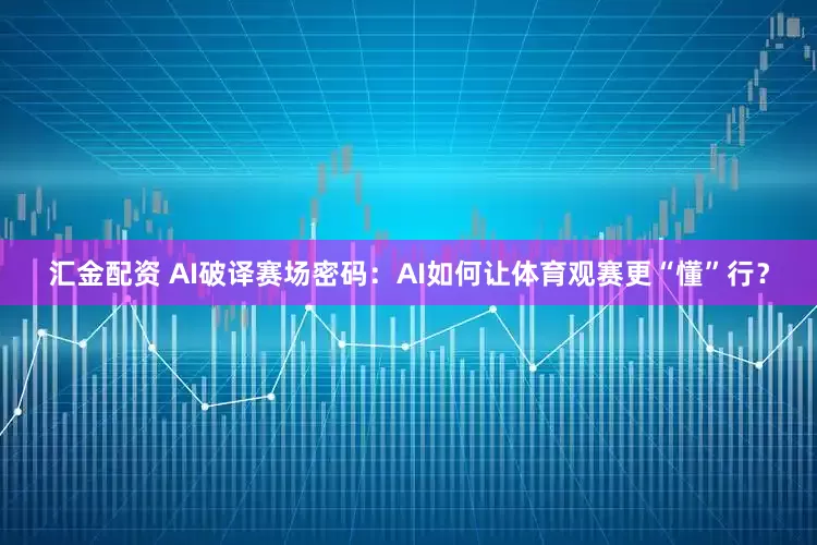 汇金配资 AI破译赛场密码：AI如何让体育观赛更“懂”行？